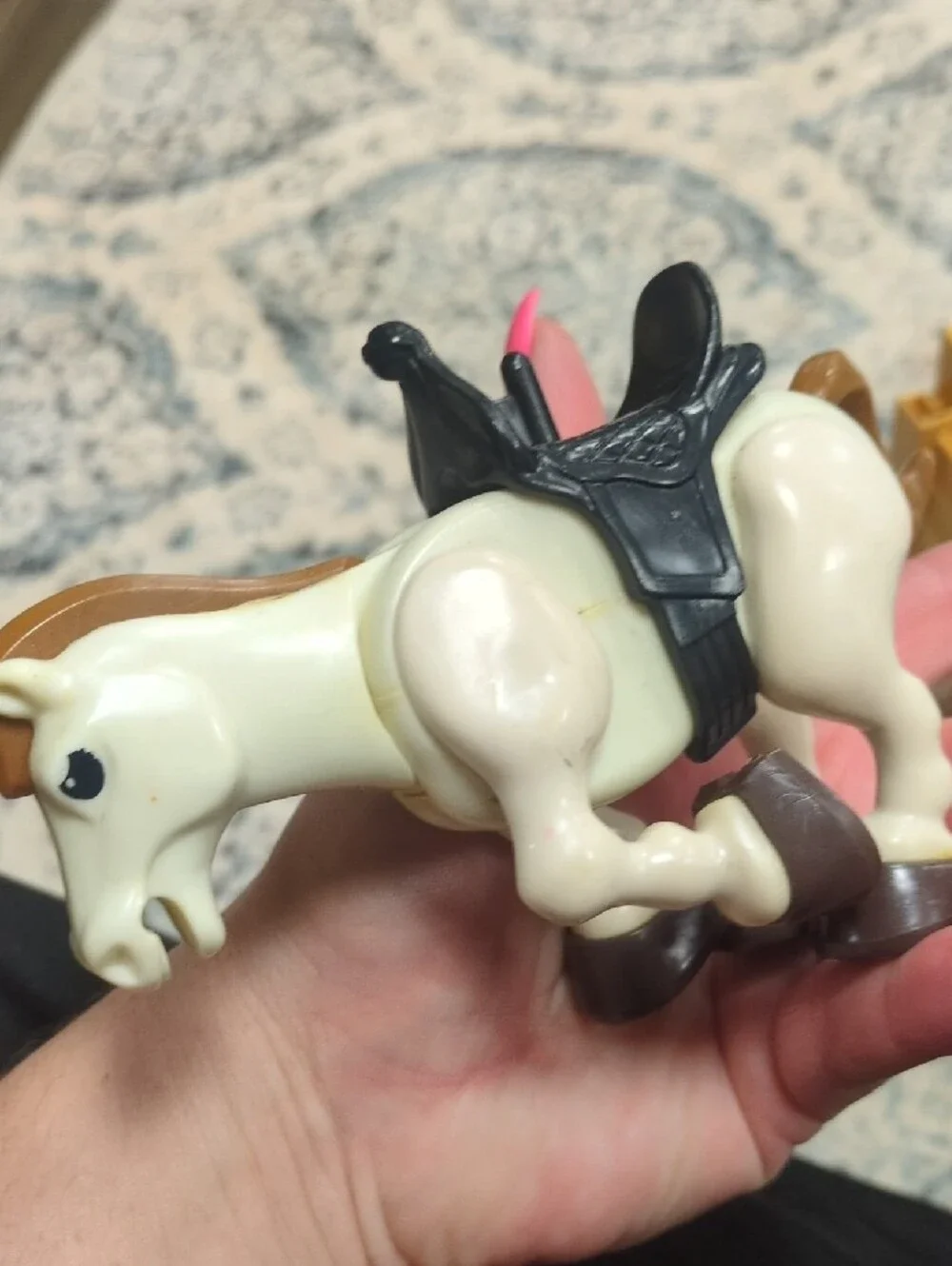 1979 Fisher-Price Husky Helper Green and Yellow Farm Truck with Cowboy and Horse